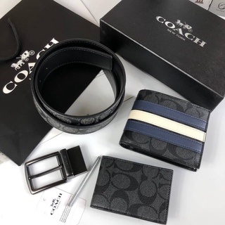 COACH Leather Belt &amp; Wallet Set เซตสุดคุ้ม