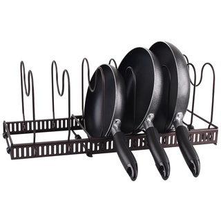 ชั้นวางฝาหม้อปรับขนาดได้ ชั้นวางของในครัว storage Rack multi-layer Aadjustable Kitchen Pan Storage Rack Desktop Pot Rack