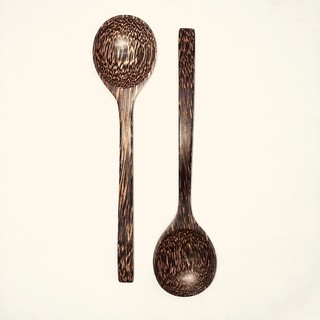 ช้อนซุป ช้อนซุปไม้ ช้อนซุปไม้ตาล 8” x 2” (2 ชิ้น) | Palmyra Palm Wooden Soup Spoon (8” x 2”) 2 pieces.