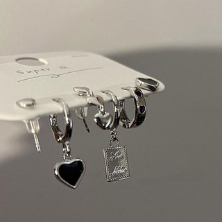 Cool Girl~cold Wind Love Earrings Six-piece Set Earrings 2022 New Trendy Temperament Ear Buckle Earrings Female