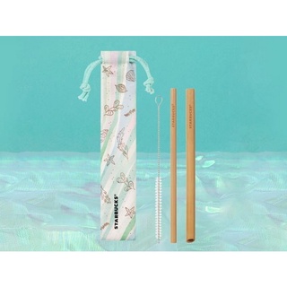 Starbucks Under The Sea Bamboo Straw Set หลอด ไม้  ชุด