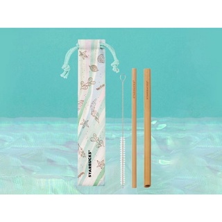 Starbucks Under The Sea Bamboo Straw Set หลอด ไม้  ชุด