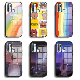 เคสกระจกนิรภัย แบบแข็ง ขอบซิลิโคนนิ่ม สําหรับ VIVO Y30 Y50