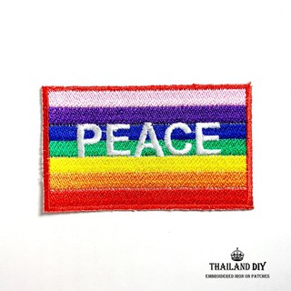 [ ตัวรีดติดเสื้อ ตัวรีดน่ารัก ธงสายรุ้ง สีสวย สดใส ] Rainbow Peace Patch งานปัก DIY ตัวรีด อาร์ม ติดเสื้อ กางเกง กระเป๋า