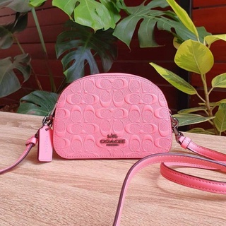 🎀 (สด-ผ่อน) ครอสบอดี้ สีชมพูนูน ทรงครึ่งวงกลม COACH 3278 MINI SERENA CROSSBODY