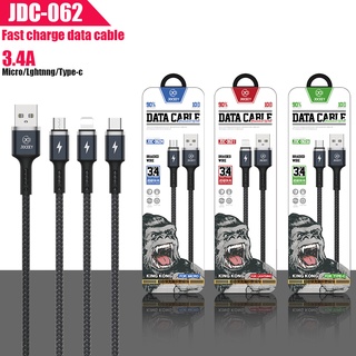 สายชาร์จ JC jdc-062 kingkong สายข้อมูลแบบถัก ชาร์จเร็ว 3A ของแท้100% สำหรับ samsung type-c ip（รับประกัน 1 ปี)