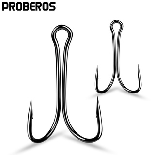 Proberos ตะขอตกปลา เหล็กคาร์บอน 8-6-4-2-1-1/0-2/0-3/0-4/0 20 ชิ้น/ล็อต# Fly Tying จิ๊กตะขอเบ็ดตกปลา แบบตะขอคู่