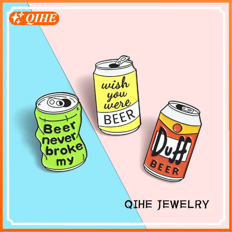 Funny Beer Enamel Brooch Pin Duff Beer Simpsons Badge Cerveza Jewelry Clothing Lapel Pin