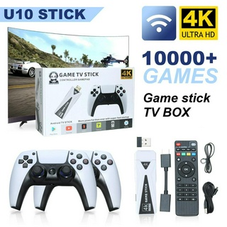 Tenico U10 เกมคอนโซลวิดีโอเกมไร้สาย 4K 64G 10000 เกม สไตล์เรโทร สําหรับ CP1 CP2 NES SFC GBC GB MD PS1 PSP N64