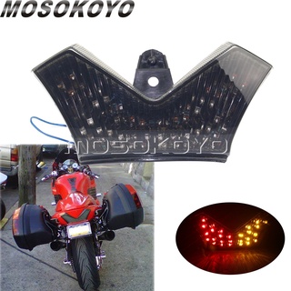 MD-รถจักรยานยนต์ LED สอบปากคำด้านหลังหยุดไฟท้ายสำหรับคาวาซากิ ZX14และ ZX14R และ ZZR1400 2006-12 2013ไฟเบรกควันเลนส์ไฟท้า