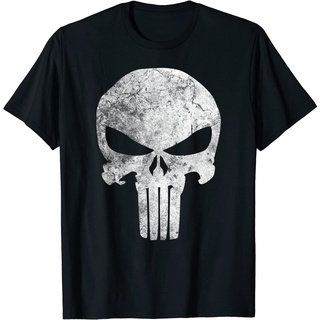 เสื้อยืดผ้าฝ้ายพรีเมี่ยม เสื้อยืด พิมพ์ลายหัวกะโหลก Marvel Punisher สําหรับผู้ใหญ่