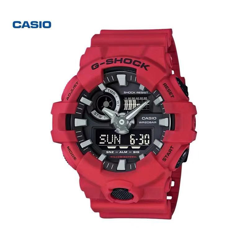 Casio G-Shock นาฬิกาข้อมือผู้ชาย สีแดง สายเรซิ่น รุ่น GA-700-4A（สีแดง)