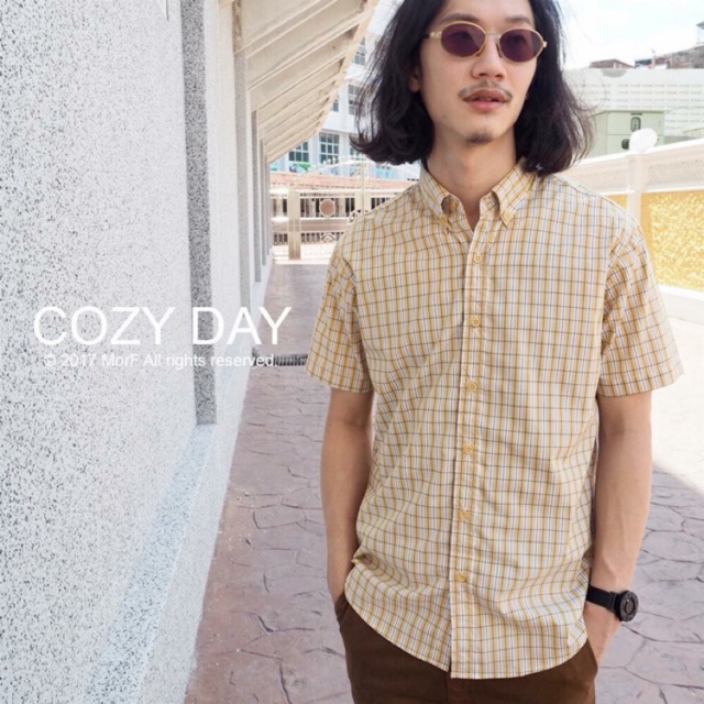 COZY DAY เสื้อเชิ้ตแขนสั้น ลายสก็อต