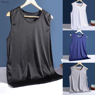 STYLEF-~Summer Ice Silk Men Undershirt Mesh Cool Vest Tank Top T Shirt Slim Sports Top-【STYLEF-Fashion】