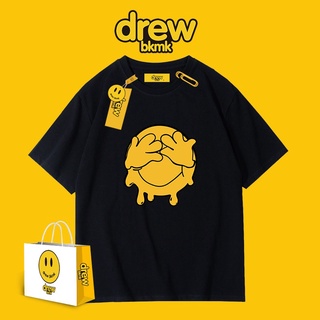 ใหม่ เสื้อยืดแขนสั้น พิมพ์ลาย Drew Star With The Same Smiling Face สีขาว แฟชั่นฤดูร้อน สไตล์ยุโรป และอเมริกา สําหรับคู่รัก