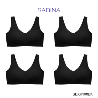 SABINA BRALESS เสื้อชั้นใน Seamless (Set 4 ชิ้น) (ไม่มีโครง) รุ่น Soft Collection รหัส SBXK108BK สีดำ