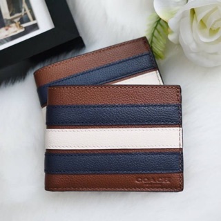 แท้💯🇺🇸 Coach กระเป๋าสตางค์ผู้ชาย รุ่นใหม่ 3 สีลายคาด