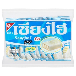 🔥HOT🔥 เซียงไฮ้ เวเฟอร์เคลือบครีมรสนม 6กรัม x 12 ชิ้น Sanghai Milk Flavoured Cream Wafers 6g x 12pcs