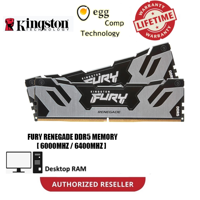 Kingston Fury Renegade DDR5 6000MHz/6400MHz หน่วยความจํา RAM สําหรับเล่นเกมเดสก์ท็อปประสิทธิภาพสูง (