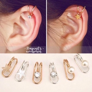 🇹🇭 พร้อมส่ง : เอียร์คลิปลายดาว,เพชรและไข่มุก | Star, Diamond And Pearl Ear Clip.