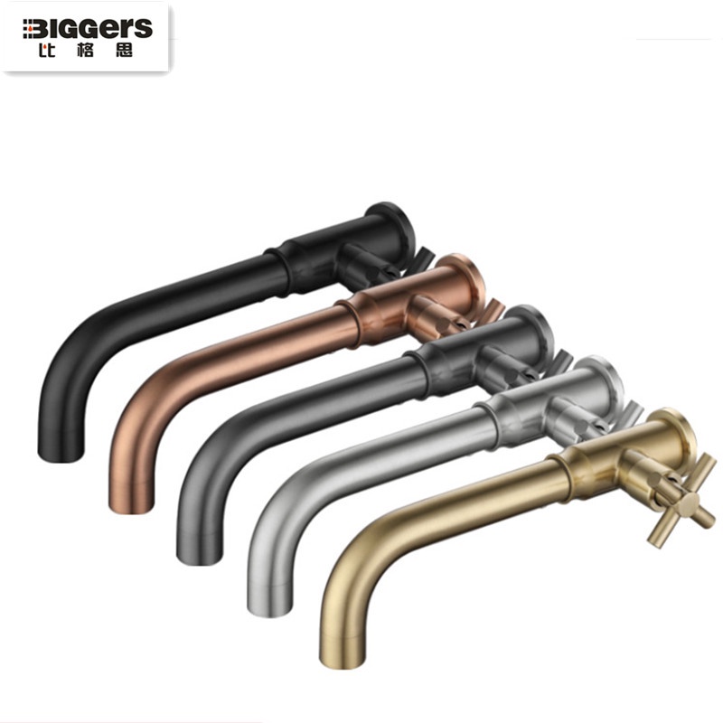 Biggers แปรงสีทอง สีเงิน สีดํา อุปกรณ์เสริมห้องน้ํา ก๊อกอ่างอาบน้ํา ก๊อกน้ําเย็นเดี่ยว ติดผนัง