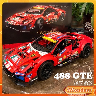 ของเล่น Supercar 488 GTE AF Corse #Moc บล็อกตัวต่อ ซูเปอร์คาร์ 51 นิ้ว MOC/42125 ของเล่น ของขวัญ สําหรับผู้ใหญ่ เด็กผู้ชาย