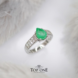 Top1Jewelry แหวนเงินแท้925 พลอย Emerald แท้