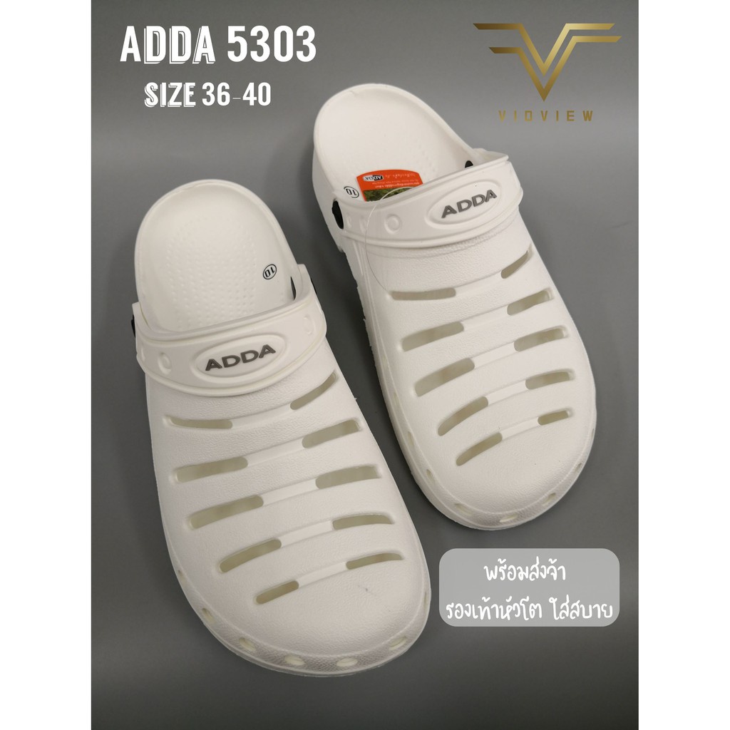 รัดส้น รองเท้าผ้าใบผู้หญิง VIDVIEW !! ลดแหลก !! Adda 5303 รองเท้าหัวโต เบอร์ 36-44 (สีขาว, ดำ, กรม, เทา) รองเท้าแตะแบบสว