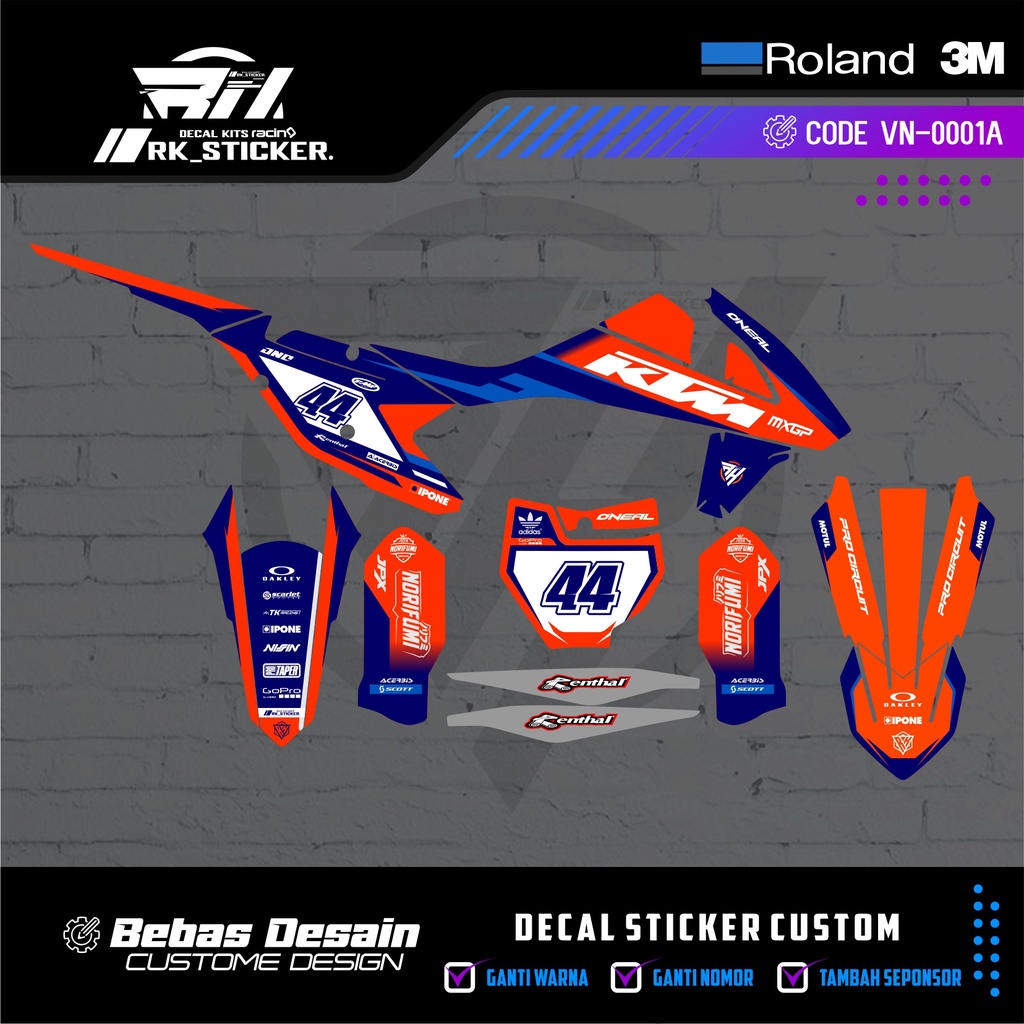 การออกแบบที่กําหนดเองฟรีของ DECAL KTM 250 2017