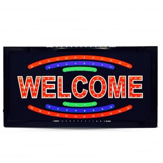 ป้ายไฟ LED WELCOME ขนาด48*25 ซม. ตัวอักษรไฟกระพริบ ตกแต่งหน้าร้าน LED SIGN ข้อความ