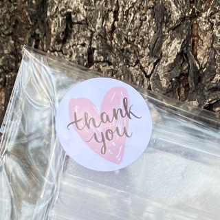 (120 ดวง) สติกเกอร์ขอบคุณ สติกเกอร์วงกลม สติกเกอร์ไดคัท Circle sticker Thank you sticker