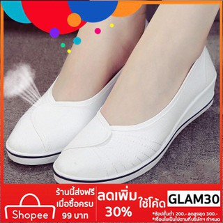 โค้ด CBLADY30 ลด 30%รองเท้าหุ้มส้น ทรงโลฟเฟอร์ สีขาว พื้นราบ สำหรับสตรี