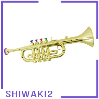 [Shiwaki2] ทรัมเป็ตพลาสติกเครื่องดนตรีของเล่นเด็กสีทอง