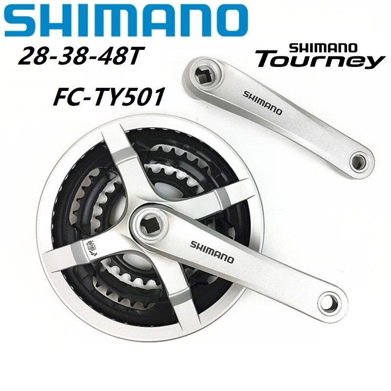 Shimano Tourney Silver FC TY501 เพลาสี่เหลี่ยม 28/38/48T 170 มม. รองรับ 6 /7/8 ความเร็ว