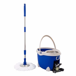 ชุดถังปั่นและไม้ถู พร้อมล้อเลื่อน Spin Mop รุ่น Set BK-TXL010-SL นิวสปองค์ NewSponge Walkable Mop x 1 ชุด