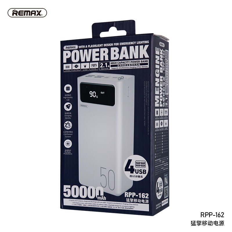 พาวเวอร์แบงค์ ชาร์จเร็ว powerbank fast chargeREMAX RPP-162/RPP-113 POWER BANK 40000mAh/50000mAh 4USB LED พร้อมส่ง