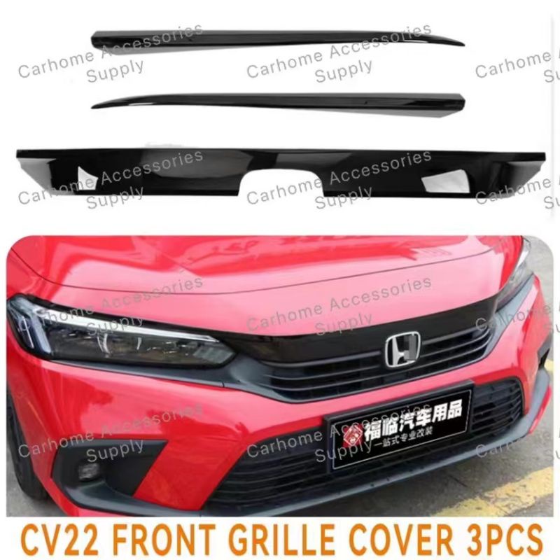 กระจังหน้ารถยนต์ สีดํามันวาว สําหรับ Honda Civic FE 2022