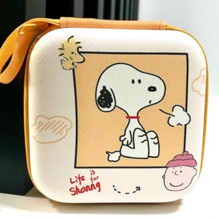 SNOOPY AIR กล่องเก็บสายชาร์จ กล่องเก็บหูฟัง , เอนกประสงค์, Size M ลาย สนุปปี้  evaกันกระแทก ขนาด9.5x9.5x3.5CM MANOPNEST