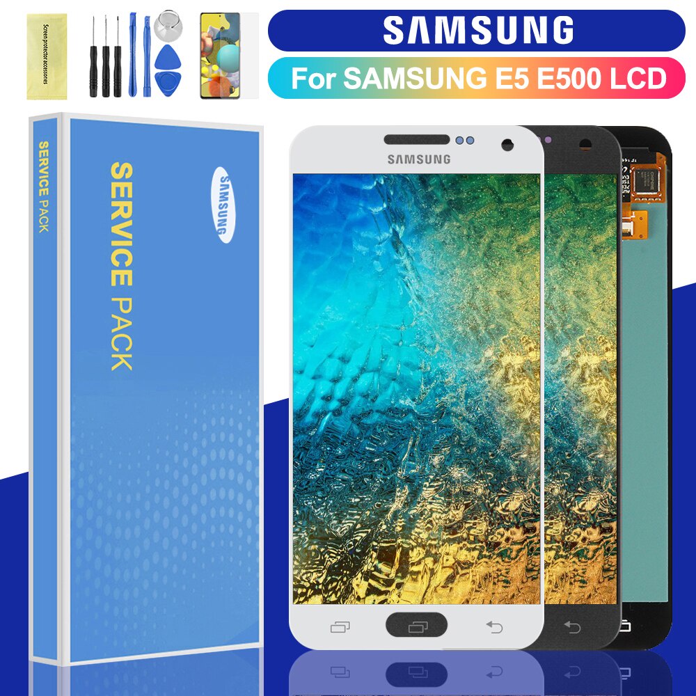 ของแท้ 100% เซนเซอร์ดิจิไทเซอร์ หน้าจอสัมผัส LCD สําหรับ Samsung Galaxy E5 E500 E5000 E500F E500H E500M