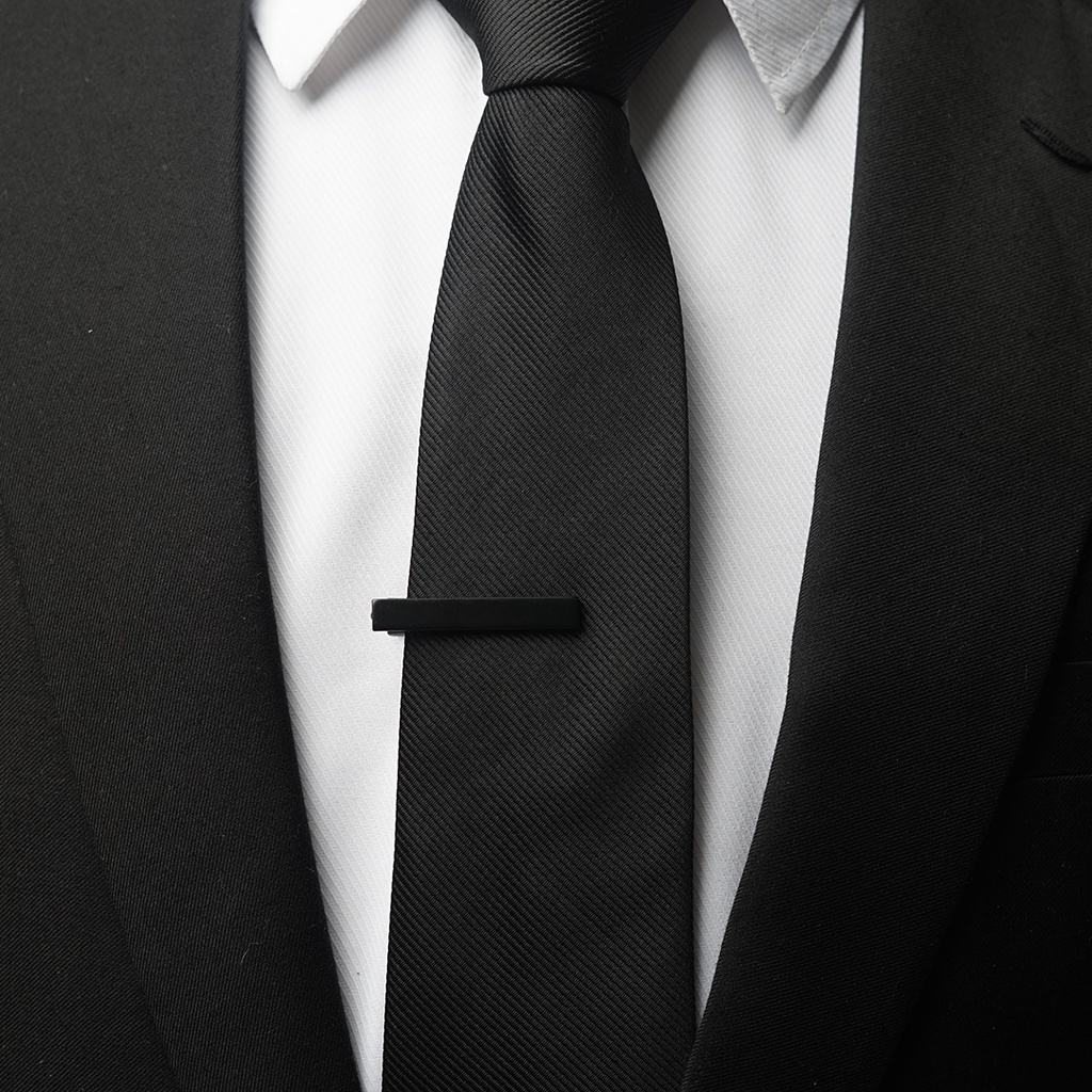 สีดํา SLIM PIN TIE CLIP SLIM REGULAR TIE CLIP