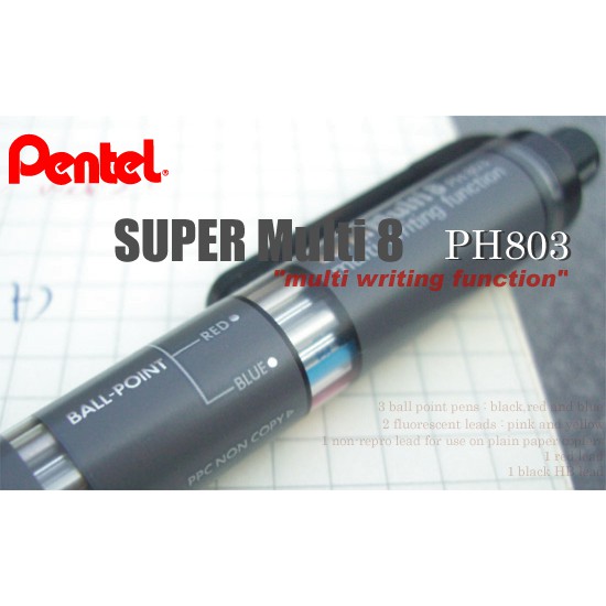 Pentel Super Multi 8 0.7 mm Ballpoint Pen 2 mm Lead Holder (นําเข้าจากญี่ปุ่น) Multi8 PH803