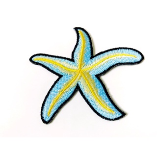 ปลาดาว ปลาดาวทะเล ปลาดาวสีฟ้า Starfish sea  Ocean ตัวรีดติดเสื้อ ตัวรีด (Size M) อาร์มรีด อาร์มรีดติดเสื้อ