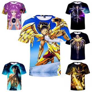 เสื้อยืดแขนสั้น พิมพ์ลายอนิเมะ Saint Seiya สําหรับเด็กผู้ชาย และเด็กผู้หญิง