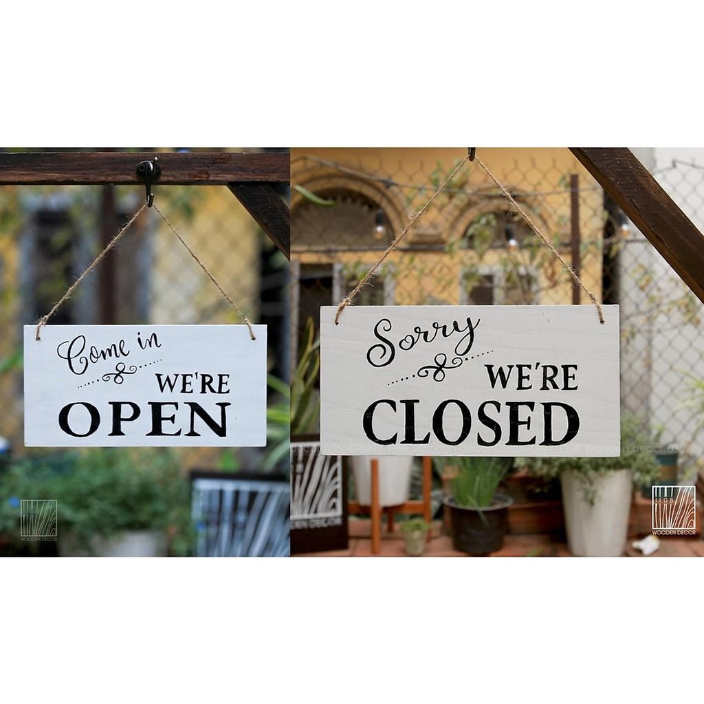 เปิด - CLOSED 2-SIDED WOODEN TABLE