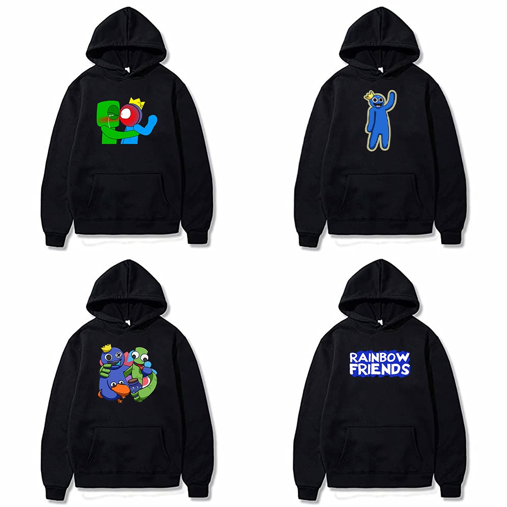 Rainbow Friends เกม Obby สยองขวัญ Roblox Hoodie 250g Heavyweight เสื้อกันหนาวผู้ชายผู้หญิงเสื้อสวมหั