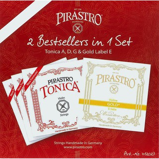 สายไวโอลิน Pirastro Tonica Violin String Set with Gold Label E String Ball End - 4/4 Size - Medium Gauge