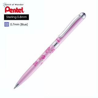 Pentel ปากกาลูกลื่น เพนเทล Sterling ลายกุหลาบ ด้ามสีชมพูอ่อน 0.8mm B820