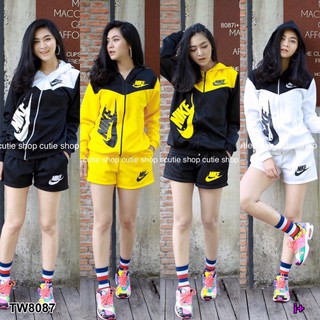 Set Sport Jacket  2 ชิ้น แจ็คเก็ตมีหมวกพิมพ์ลายสกรีนโลโก้