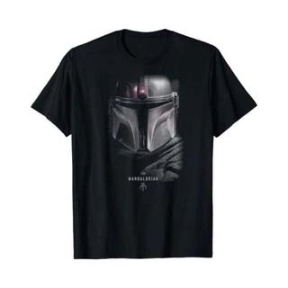 เสื้อยืดผ้าฝ้ายพิมพ์ลายแฟชั่น✤Fashion Popular Hot Sale Star Wars The Mandalorian Dark Portrait Black Men T-Shirt