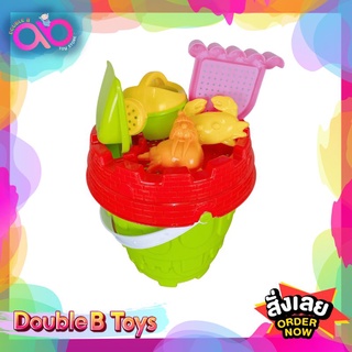 Double B Toys ชุดถังของเล่นทราย 7 ชิ้น ถังสูง 24 ซม ถังปราสาท ของเล่นทราย Happy summer sand bucket beach toys 7749